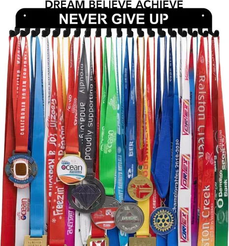 Miniatura 12 de Medal Hanger Display - She Believed She Could She Did - Personalized Medal Holder for Sport Race Runner Sturdy Steel Metal Plaque Over 63 Medals