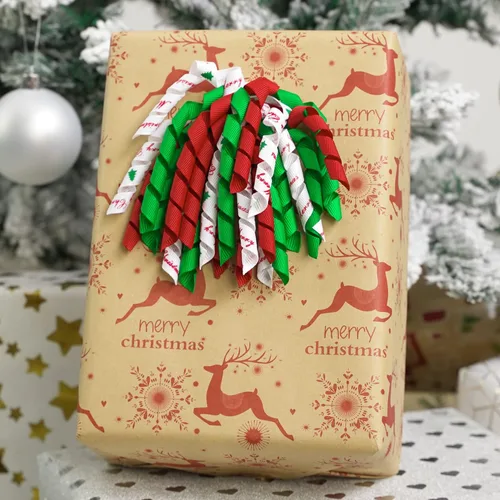 Miniatura 10 de HUIHUANG Lazo de regalo de Navidad para regalos, lazos rizados para envolver regalos, bastón de caramelo, lazos de Navidad rojos y blancos