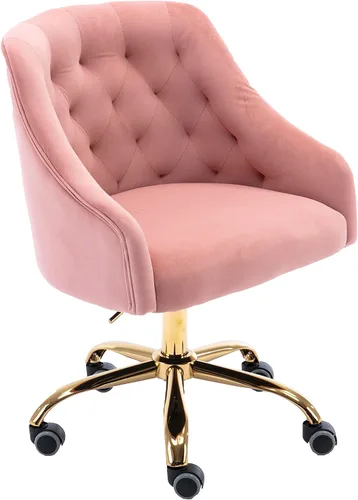Miniatura 9 de Silla moderna de escritorio para oficina en casa con ruedas, giratoria, altura ajustable de terciopelo, sala de estar, dormitorio (negro)