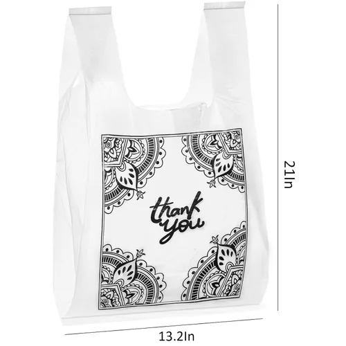 Miniatura 8 de WUWEOT 500 bolsas para camisetas de agradecimiento, bolsas de plástico para comestibles, 15 bolsas de transporte de tamaño supermercado con asa