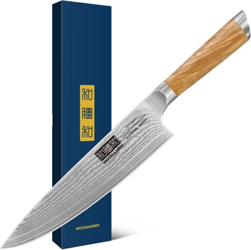 Miniatura 9 de HOSHANHO Cuchillo Nakiri de Damasco de 16,5 cm, cuchillo de cocina japonés súper afilado de Damasco 10Cr15CoMoV, cuchillo de cocina y de verduras