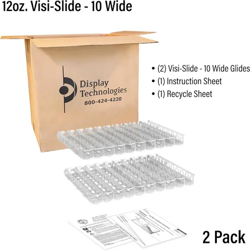 Miniatura 6 de Display Technologies Visi-Slide - Organizador alimentado por gravedad para bebidas de anillo bajo de 12/16 onzas en estantes planos y angulados