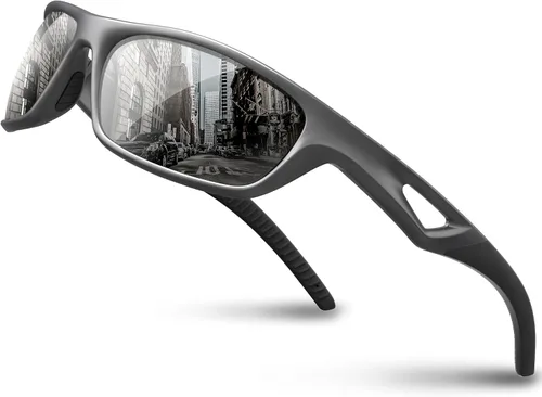 Miniatura 10 de RIVBOS Polarized Sports Sunglasses Driving Sun Glasses Shades for Men Women Tr90 Frame for Cycling Fishing Running RB831 Negro&gris