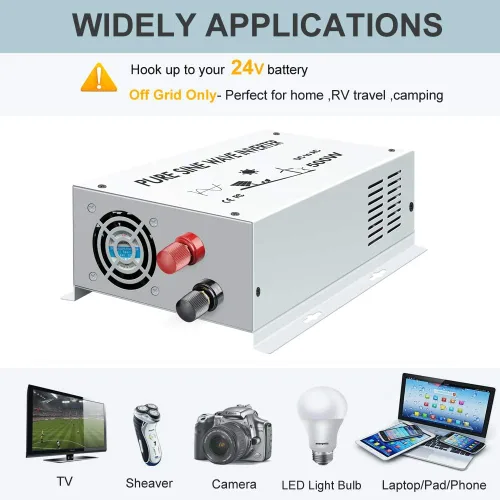 Miniatura 5 de WZRELB Inversor de corriente solar pura de onda sinusoidal 500w 24v DC a 120v AC 60hz