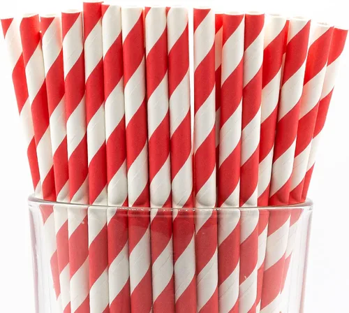 Miniatura 66 de Paquete de 150 pajitas de papel biodegradables con lunares rojos de 4 capas (compostables, no tóxicas, sin BPA)