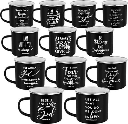 Mifoci Tazas de café esmaltadas cristianas para el Día de la Madre, tazas de café inspiradoras con asa, versículo de la Biblia, tazas de campamento