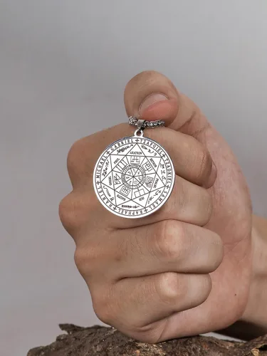Miniatura 4 de HAQUIL Stainless Steel Seal of The Seven Archangels Medallion Pendant Necklace, Box Chain, Jewelry Gift for Men and Women