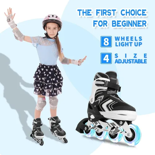 Miniatura 7 de Nattork Patines en línea ajustables para niñas y niños con ruedas completamente iluminadas, patines en línea para principiantes para niños y jóvenes