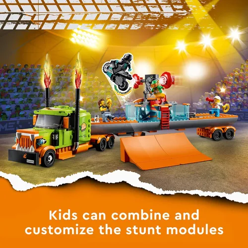 Miniatura 5 de LEGO City Stunt Show Truck 60294 - Juego de juguetes de construcción con rampas de lanzamiento y un tanque de volcada, además de una bicicleta