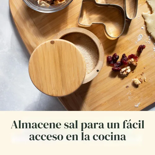 Miniatura 2 de Totally Bamboo Salero con Tapa Giratoria – Contenedor de Almacenamiento de Bambú para Encimera de Cocina con Cierre Magnético – Ideal para Sal