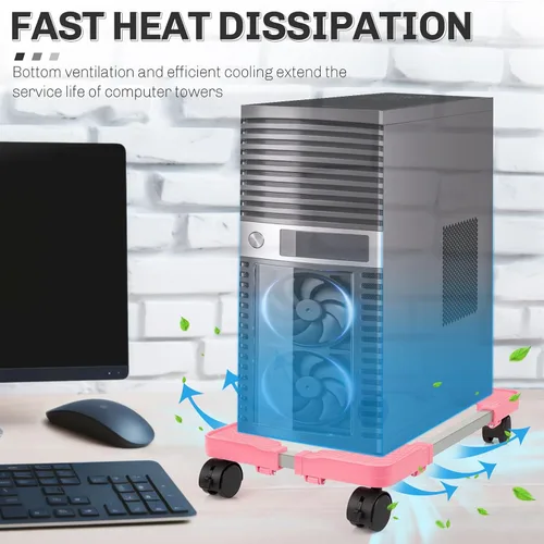 Miniatura 4 de Liitrton Soporte de CPU móvil Soporte de torre ajustable para computadora con 4 ruedas giratorias que se adapta a la mayoría de PC (negro)