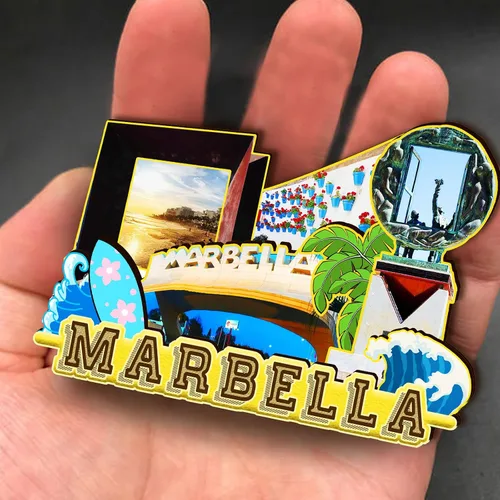 Miniatura 4 de Imán de madera de Marbella de España 3D para nevera, recuerdos coleccionables, decoración hecha a mano, artesanías 2