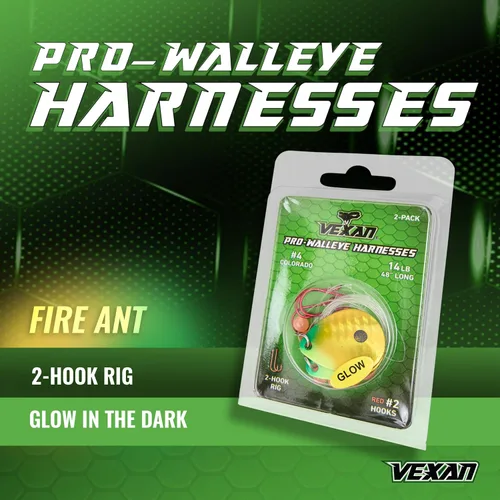 Miniatura 2 de Vexan Glow Walleye Spinner Rig - Live Bait Fishing Rig for Walleye with UV Glow Beads, #4 Colorado Spinning Plates, #2 Red J-Hook Setup, 48” Mono
