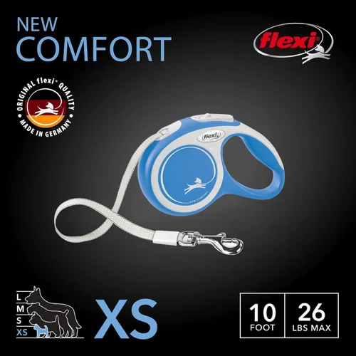 Miniatura 2 de FLEXI Nuevas Correas Retractiles de Cinta Cómoda para Perros Pequeños de Hasta 26 libras – 10 pies, Azul Correa para Mascotas sin Enredos
