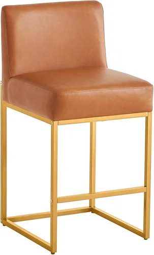 Miniatura 28 de Taburetes de bar de altura de mostrador, taburetes de bar de 26 pulgadas, 1 juego, taburetes de cocina modernos de cuero sintético con respaldos