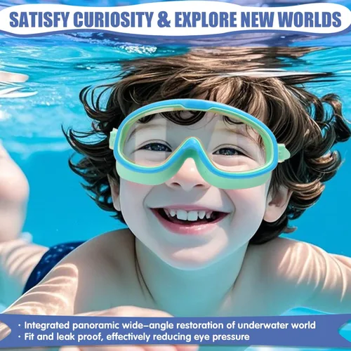 Miniatura 5 de Paquete de 2 gafas de natación para niños de 3 a 15 años de edad, marco grande HD, antivaho, gafas de natación para niños pequeños