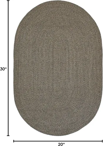 Miniatura 2 de Alfombra ovalada trenzada gris humo de 20 x 30 pulgadas, lavable para interiores y exteriores, decoración campestre para cocinas y entradas