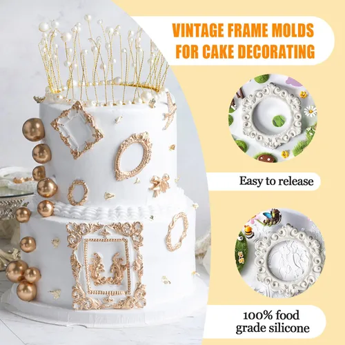 Miniatura 4 de Molde de silicona de marco pequeño, herramientas de decoración de pasteles Sugarcraft, moldes de pasta de fondant, 2 uds
