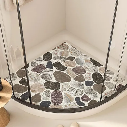 Tapete de ducha antideslizante para esquina con orificios de drenaje, tapete antideslizante de ducha de PVC con esponja vegetal, tapete de baño de
