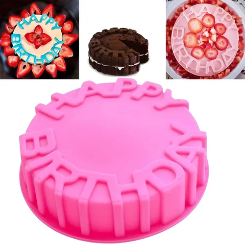 Miniatura 3 de Molde de silicona para hornear pastel de 8 pulgadas para fiesta de cumpleaños, molde de silicona