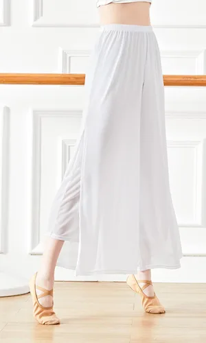 Miniatura 3 de Angcoco Pantalones de entrenamiento de baile de gasa elástica de doble capa para mujer