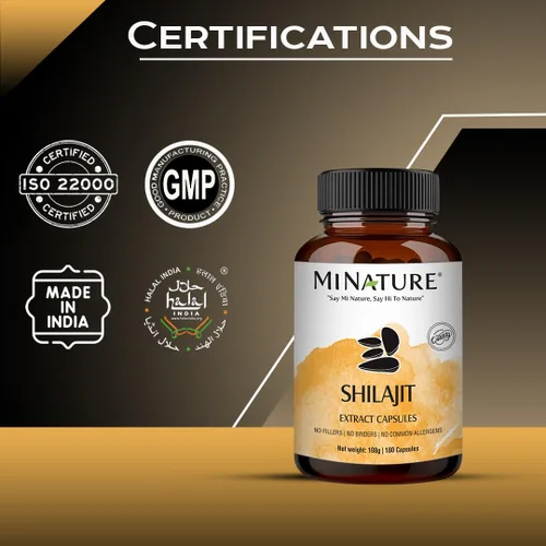Miniatura 5 de Cápsulas Shilajit – Extracto sin OMG de mi Nature 180 cápsulas vegetales Promueve la energía vibrante y la vitalidad 1000 mg Cápsulas