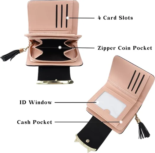 Miniatura 2 de heysun Mujer adorable pequeño cartera Orejas de gato cartera Dinero Clip Tarjeta de diseñador caso, negro