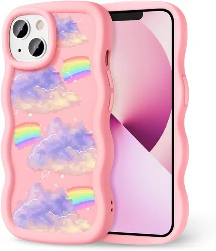 Miniatura 92 de Compatible con iPhone SE/8/7 Funda para Mujeres y Niñas, Marco Ondulado Rizado con Patrón Lindo, Estética Delgada Suave Silicona TPU Parachoques