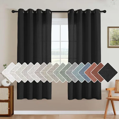 Miniatura 53 de H.VERSAILTEX Elegant - Cortinas texturizadas de lino natural mezclado con eficiencia energética, filtrado de luz, con ojales de níquel