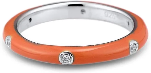 Miniatura 2 de Santuzza Anillo apilable esmaltado de plata de ley 925 con circonita cúbica, arco iris, eternidad, anillos apilables para mujer