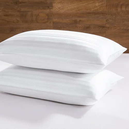 downluxe Juego de 2 almohadas de plumas de ganso y plumón, colección de hotel, para dormir de espalda, estómago o de lado, tamaño Queen (20 x 28