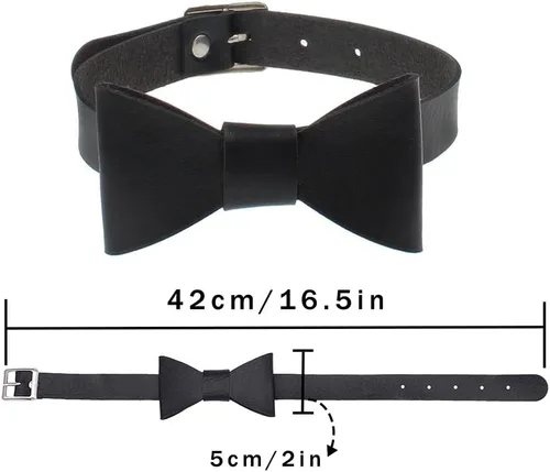 Miniatura 7 de Obmyec Gargantilla punk de cuero con lazo de poliuretano, collar gótico, para mujeres y niñas