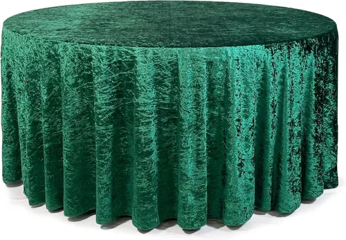 Miniatura 22 de YOUR CHAIR COVERS - Mantel redondo de terciopelo triturado de 120 pulgadas para mesas redondas de 5 pies - Azul polvoriento Azul empolvado
