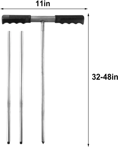 Miniatura 2 de Varilla de sonda de suelo de acero inoxidable de 32 a 48 pulgadas de longitud ajustable para localizar tuberías de tanques sépticos pruebas de suelo