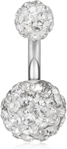Miniatura 18 de Ruifan 14G 0.236 in 1/4 pulgadas 316L Acero quirúrgico cristal ferido CZ corto ombligo aretes de ombligo anillos de botón 4-6 piezas