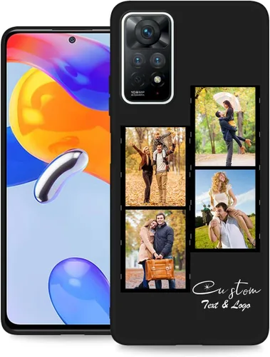 Miniatura 8 de Funda de teléfono personalizada para Redmi Note 11 Pro (5G) y Note 12 Pro 4G con nombre de collage de fotos múltiples, funda de silicona negra