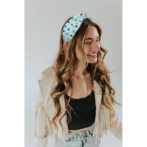 Miniatura 3 de Diademas anudadas con perlas para mujer, diademas de flores impresas con diamantes de imitación, diademas anudadas de cristal, cuentas brillantes