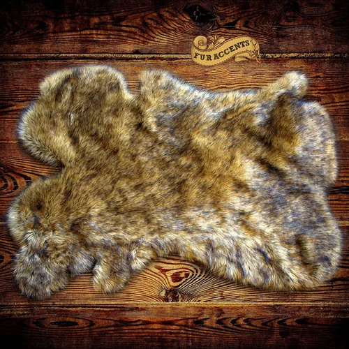 Alfombra de piel sintética de lince, león, lobo, coyote con manchas marrones, alfombra de piel sintética flotante, forro de gamuza (2 x 3 pies)