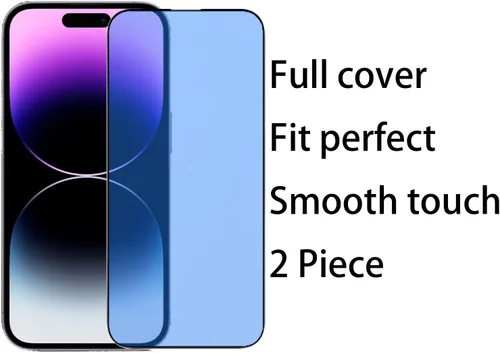 Miniatura 5 de Protector de pantalla de espejo de vidrio templado antiazul, 2 unidades, para iPhone 14 Pro Max, 6.7 pulgadas, dureza 9H, antiarañazos, cubierta