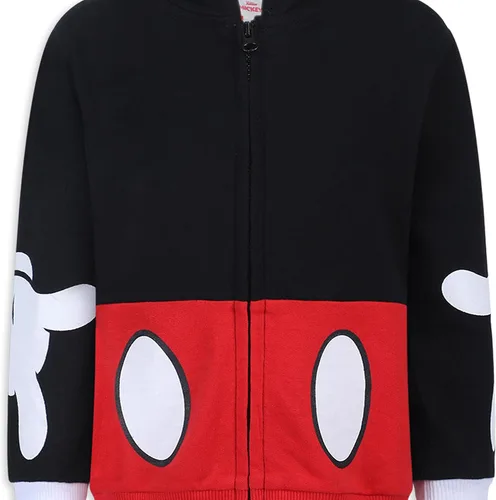 Miniatura 3 de Disney Sudadera con capucha de Mickey Mouse con cremallera para niños pequeños y bebés, color negro