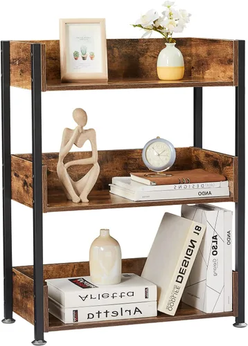 Miniatura 13 de VECELO Estantería pequeña, organizador de almacenamiento de 3 niveles, estantería industrial para oficina en casa, sala de estar, dormitorio, 30