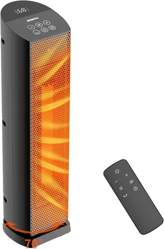 Calentador de espacio para uso en interiores - Calentador de cerámica de 24 pulgadas y 1500 W con control remoto, temporizador de 12 horas,