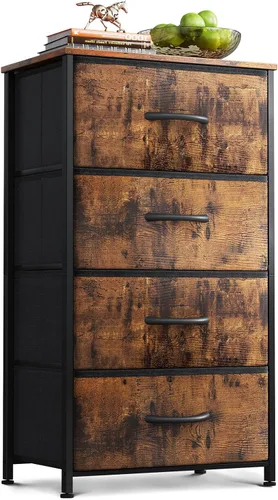 Miniatura 11 de AODK - Cómoda para dormitorio con 4 cajones de almacenamiento, cómoda pequeña de tela con marco de acero resistente, color negro