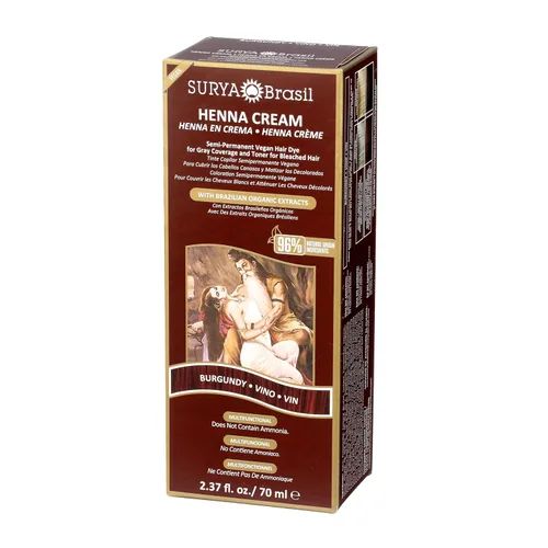 Miniatura 5 de Surya Brasil Henna Cream Burgundy - 96% ingredientes naturales, vegano, libre de crueldad, ecológico, color de cabello semipermanente, hidratación