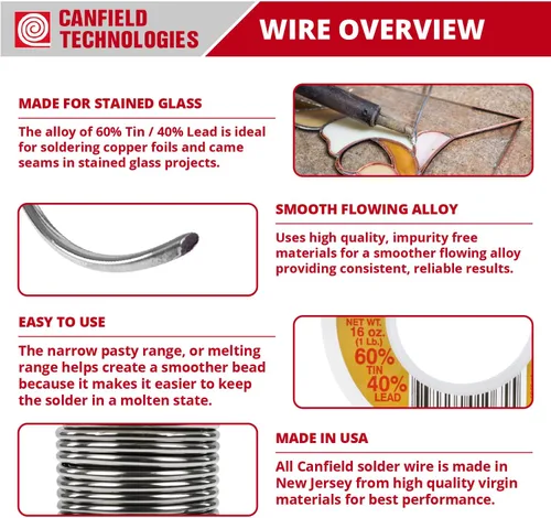 Miniatura 2 de Canfield 60/40 soldadura para vidrieras Paquete de 4 libras