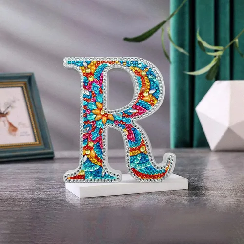 Miniatura 22 de YOYA Letras de Artesanía de Madera con Arte de Diamantes 5D de 6 Pulgadas para Decoración de Pared, Kits de Arte de Diamantes de Letras de A