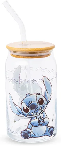 Miniatura 23 de Silver Buffalo Disney Alice in Wonderland Tarro de vidrio con tapa de bambú y pajita de vidrio, 16 onzas