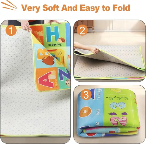 Miniatura 5 de Baby Play Mat for Floor, Non-Slip Playmat for Toddlers & Infants, Extra Thick Large Padded Educational ABC Kids Rug for Crawling & Playing Super