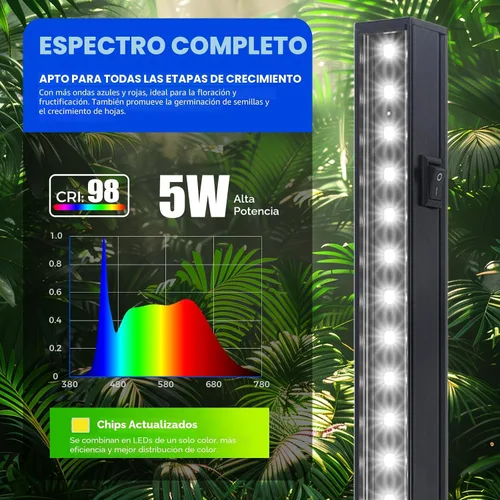 Miniatura 3 de Barrina Luces de Crecimiento T5 para Plantas de Interior, Luz de Crecimiento de Espectro Completo, Luz LED para Plantas de 1 pie, Tiras de Luz LED