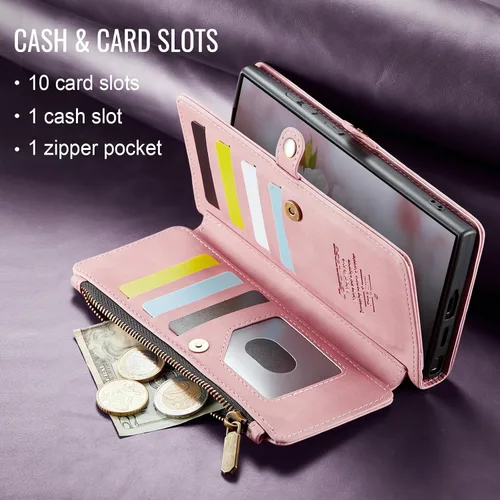 Miniatura 8 de Defencase Funda compatible con Samsung Galaxy S22 Plus con tarjetero de bloqueo RFID para mujeres y hombres, correa magnética de piel sintética
